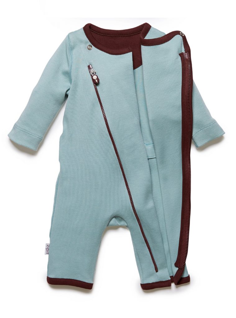zip-up onesie surf green - Zipit® | Babywear with Zips for Easier Dressing