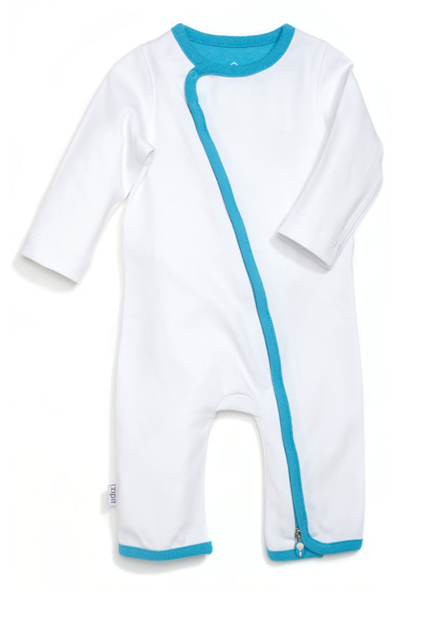 zip-up babygrow set - white & blue - Zipit® | Babywear with Zips for Easier Dressing